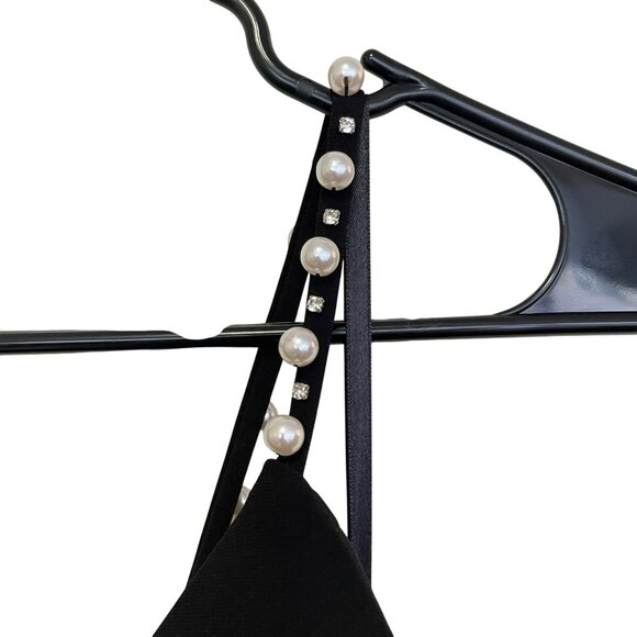 Mac Duggal Pearl Shoulder Strap Black Jersey Maxi Dress Formal Gown Sz 2 NWT - Picture 8 of 13